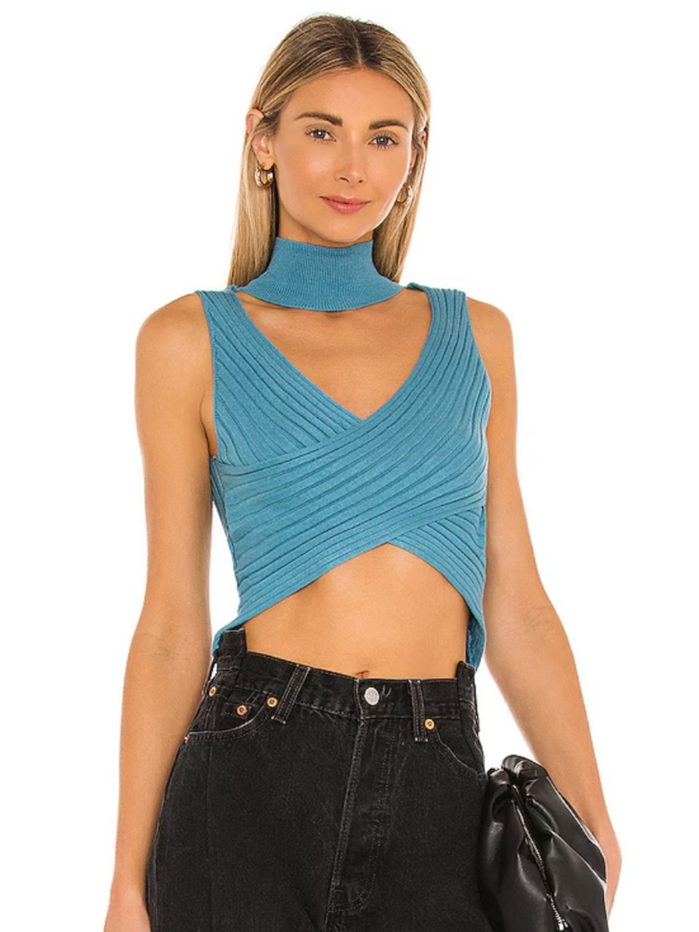 superdown alora wrap top in Blue NWT